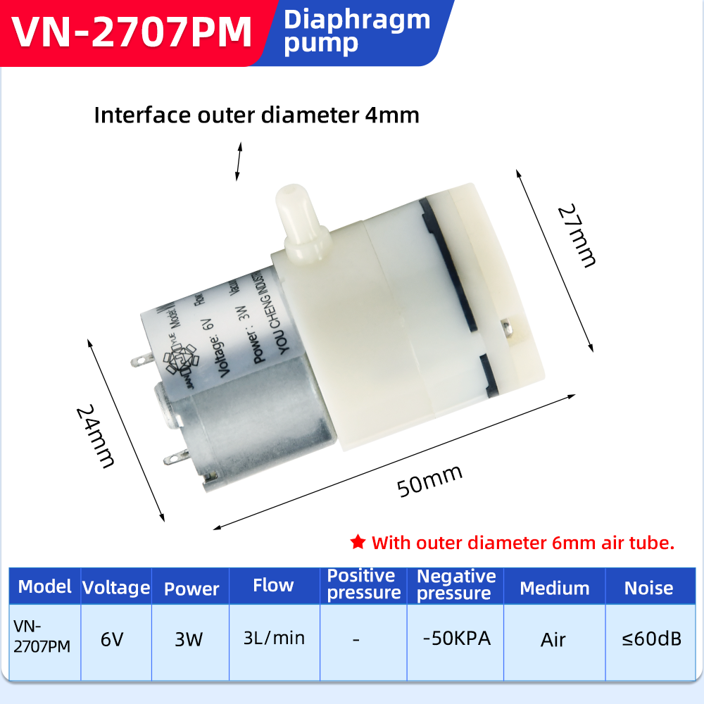 \diaphragm-vacuum-pumps\vn-2707pm\vn-2707pm-miniature-6v-diaphragm-vacuum-pump-for-portable-suction-applications-specification
